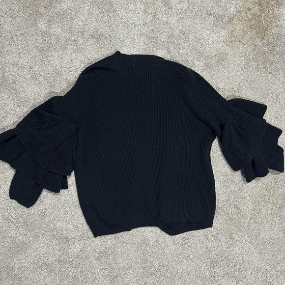 Navy blue ruffle sleeve sweater - Picture 3 of 3